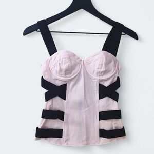 Topshop Cotton Pink Strappy Corset Bustier Top Size 4
